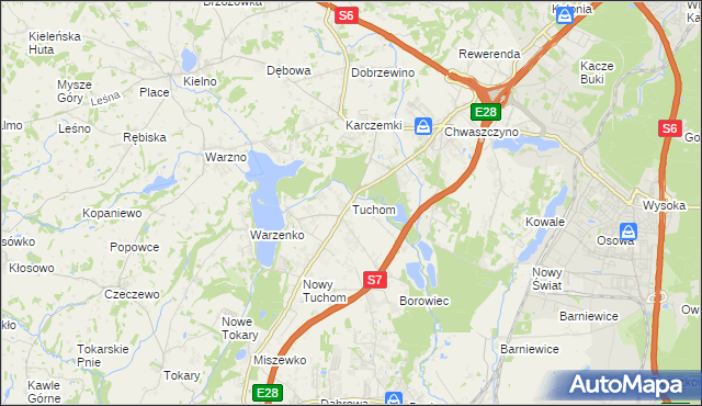 mapa Tuchom, Tuchom na mapie Targeo