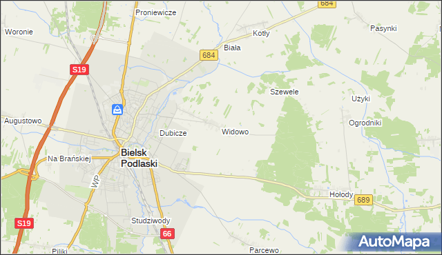 mapa Widowo, Widowo na mapie Targeo