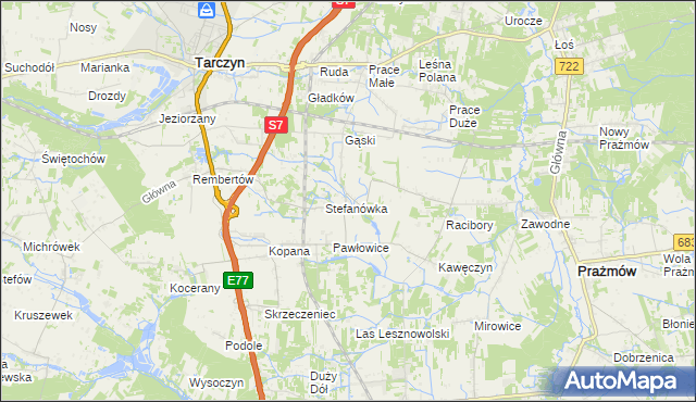 mapa Wylezin gmina Tarczyn, Wylezin gmina Tarczyn na mapie Targeo