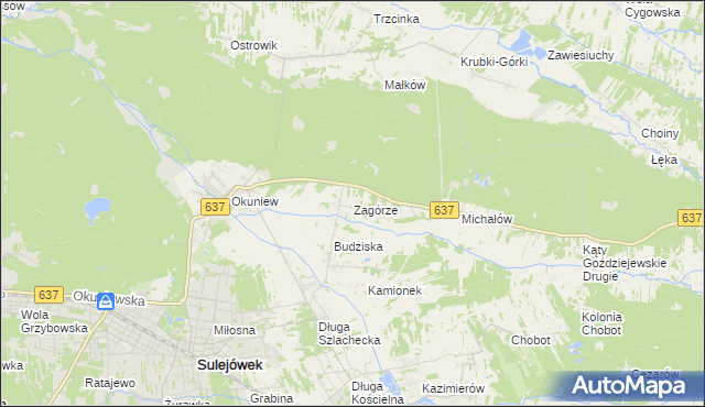 mapa Zagórze gmina Halinów, Zagórze gmina Halinów na mapie Targeo