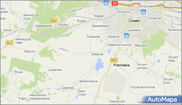 mapa Żółtańce, Żółtańce na mapie Targeo