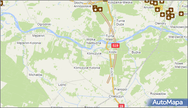 mapa Binduga gmina Sarnaki, Binduga gmina Sarnaki na mapie Targeo