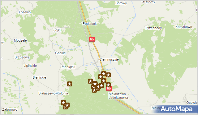 mapa Ciemnoszyje, Ciemnoszyje na mapie Targeo