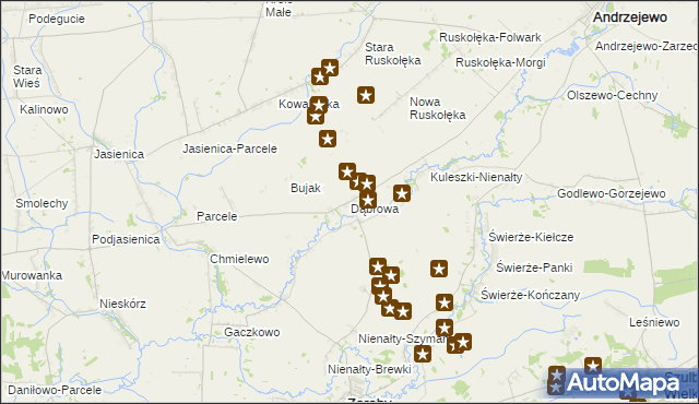 mapa Dąbrowa gmina Andrzejewo, Dąbrowa gmina Andrzejewo na mapie Targeo