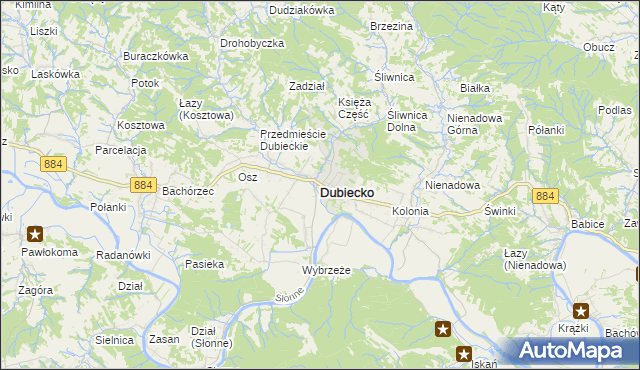 mapa Dubiecko, Dubiecko na mapie Targeo