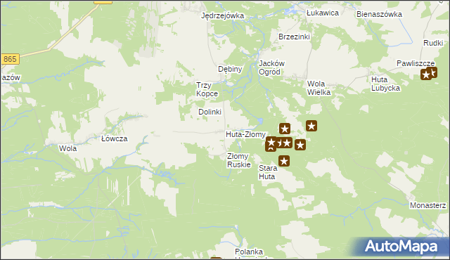 mapa Huta-Złomy, Huta-Złomy na mapie Targeo