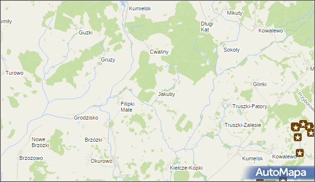 mapa Jakuby gmina Biała Piska, Jakuby gmina Biała Piska na mapie Targeo