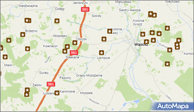 mapa Łempice gmina Wąsosz, Łempice gmina Wąsosz na mapie Targeo