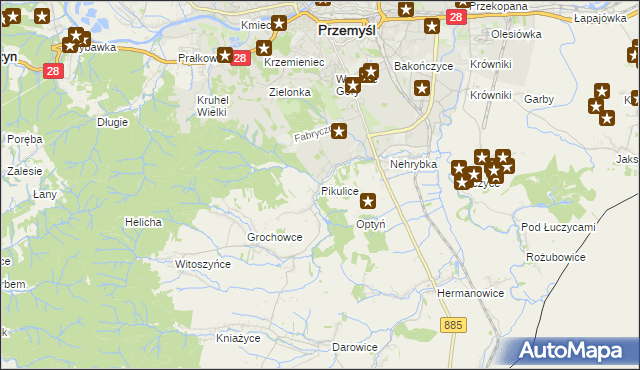 mapa Pikulice, Pikulice na mapie Targeo