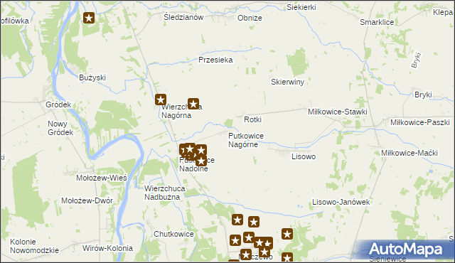 mapa Putkowice Nagórne, Putkowice Nagórne na mapie Targeo