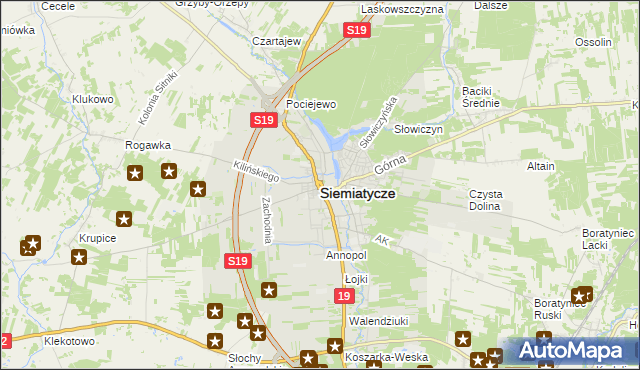 mapa Siemiatycze, Siemiatycze na mapie Targeo