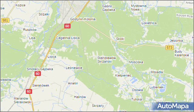 mapa Stanisławów Skrzański, Stanisławów Skrzański na mapie Targeo