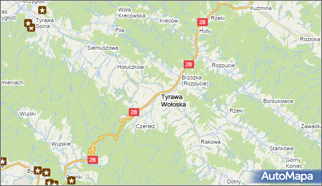 mapa Tyrawa Wołoska, Tyrawa Wołoska na mapie Targeo