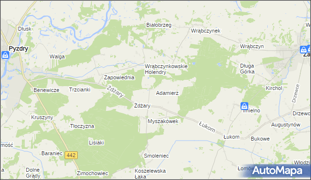 mapa Adamierz gmina Zagórów, Adamierz gmina Zagórów na mapie Targeo