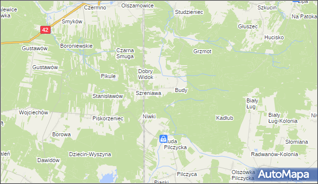 mapa Adelinów gmina Fałków, Adelinów gmina Fałków na mapie Targeo