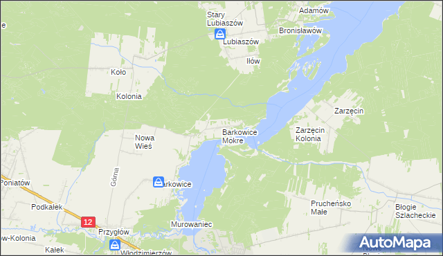 mapa Barkowice Mokre, Barkowice Mokre na mapie Targeo