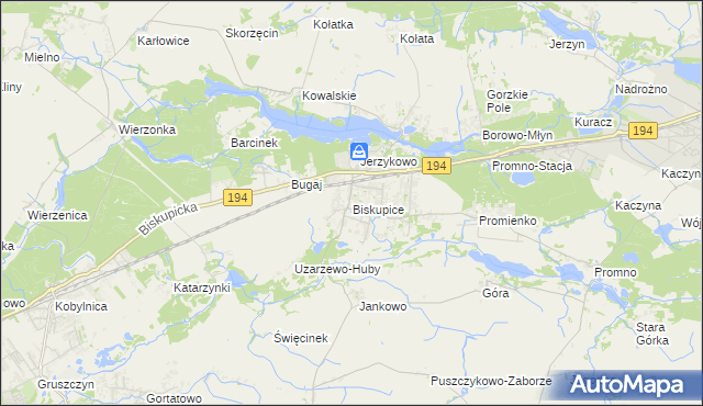 mapa Biskupice gmina Pobiedziska, Biskupice gmina Pobiedziska na mapie Targeo