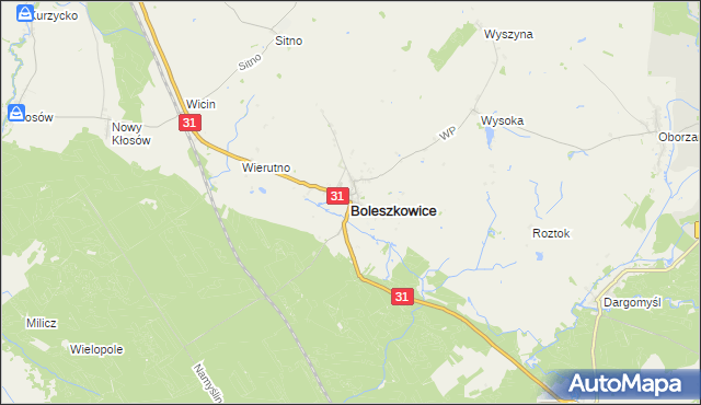 mapa Boleszkowice powiat myśliborski, Boleszkowice powiat myśliborski na mapie Targeo
