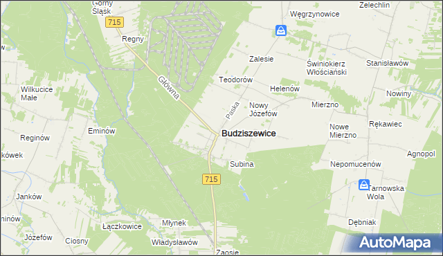 mapa Budziszewice powiat tomaszowski, Budziszewice powiat tomaszowski na mapie Targeo