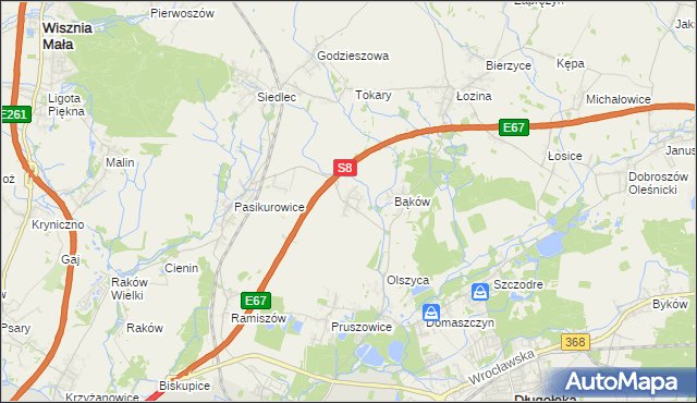 mapa Bukowina gmina Długołęka, Bukowina gmina Długołęka na mapie Targeo