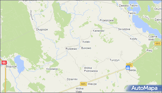 mapa Bukowo gmina Rajgród, Bukowo gmina Rajgród na mapie Targeo