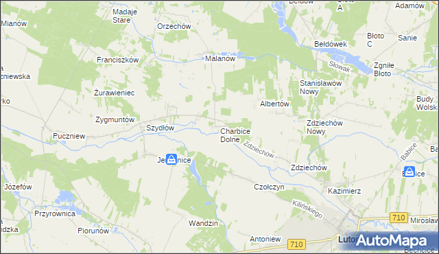mapa Charbice Dolne, Charbice Dolne na mapie Targeo