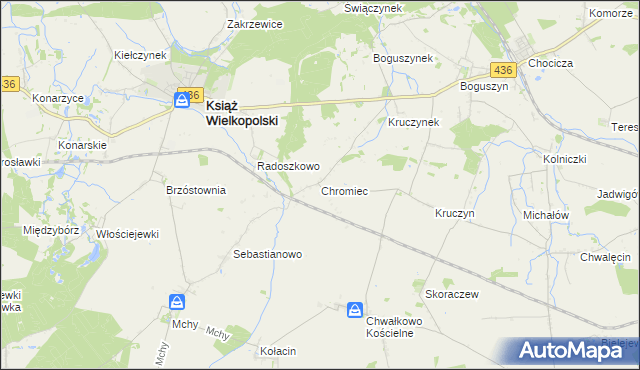 mapa Chromiec gmina Nowe Miasto nad Wartą, Chromiec gmina Nowe Miasto nad Wartą na mapie Targeo