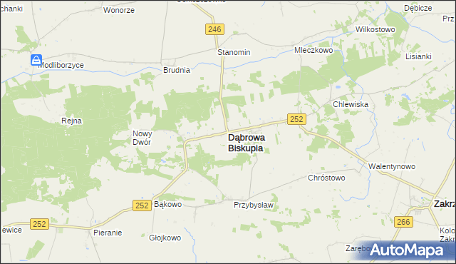 mapa Dąbrowa Biskupia, Dąbrowa Biskupia na mapie Targeo