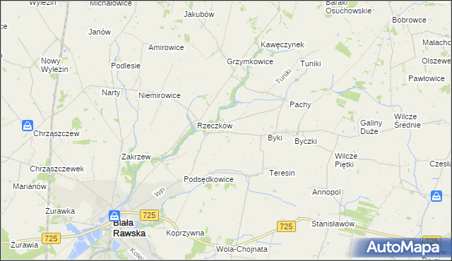mapa Dańków gmina Biała Rawska, Dańków gmina Biała Rawska na mapie Targeo