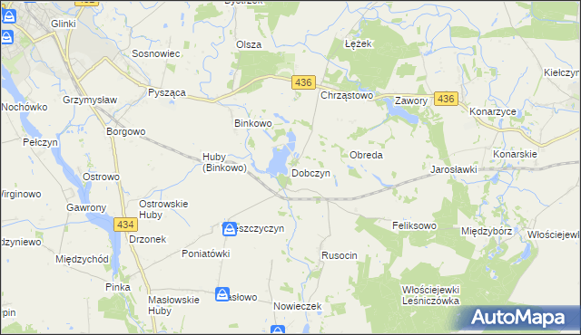 mapa Dobczyn gmina Śrem, Dobczyn gmina Śrem na mapie Targeo