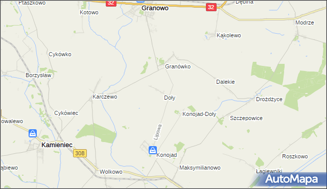 mapa Doły gmina Kamieniec, Doły gmina Kamieniec na mapie Targeo