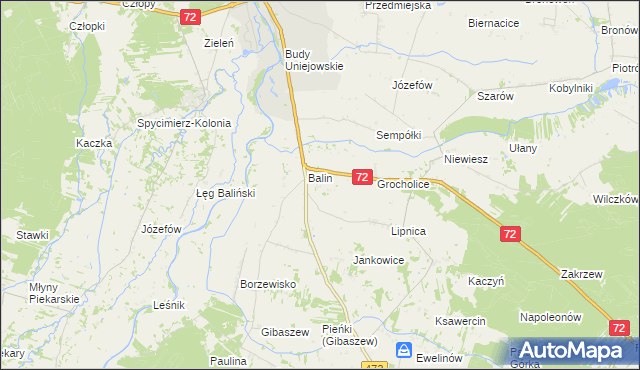 mapa Dominikowice gmina Poddębice, Dominikowice gmina Poddębice na mapie Targeo