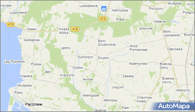 mapa Drużbin, Drużbin na mapie Targeo