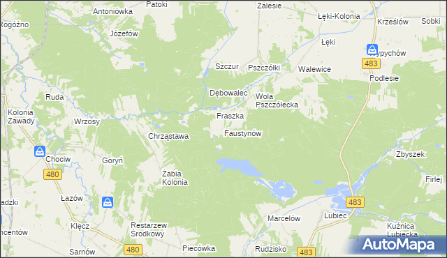 mapa Faustynów, Faustynów na mapie Targeo