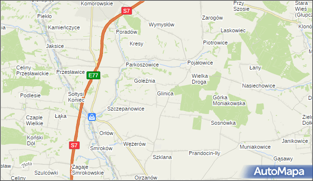 mapa Glinica gmina Miechów, Glinica gmina Miechów na mapie Targeo