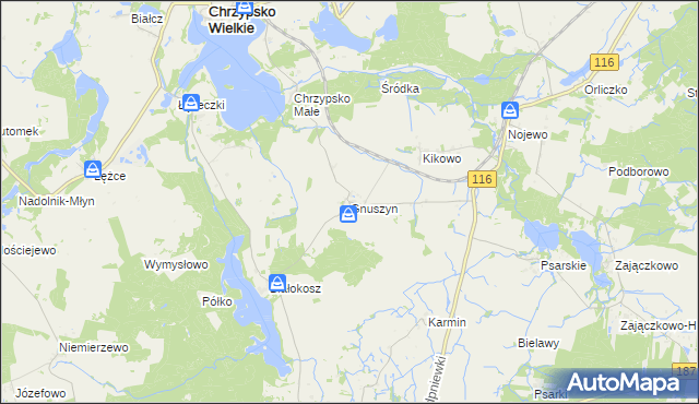 mapa Gnuszyn, Gnuszyn na mapie Targeo