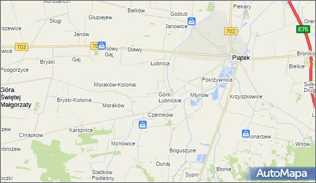 mapa Górki Łubnickie, Górki Łubnickie na mapie Targeo