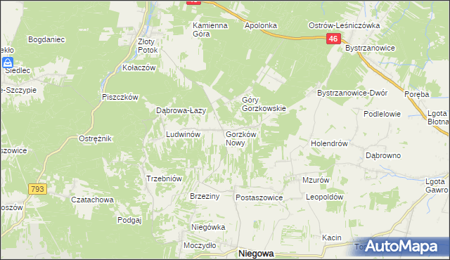 mapa Gorzków Nowy, Gorzków Nowy na mapie Targeo