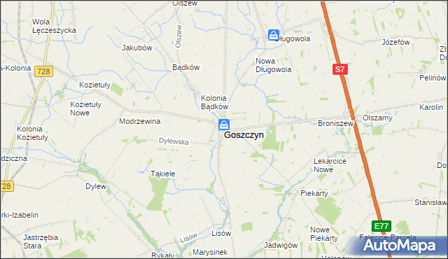 mapa Goszczyn powiat grójecki, Goszczyn powiat grójecki na mapie Targeo