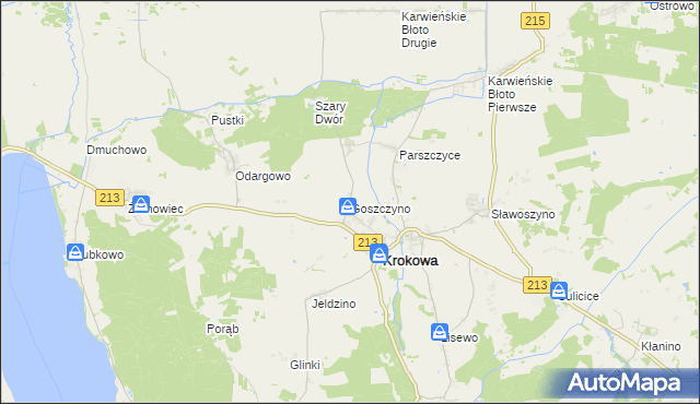 mapa Goszczyno gmina Krokowa, Goszczyno gmina Krokowa na mapie Targeo