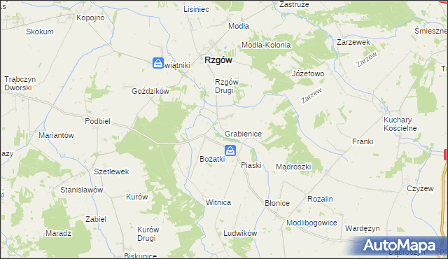 mapa Grabienice, Grabienice na mapie Targeo