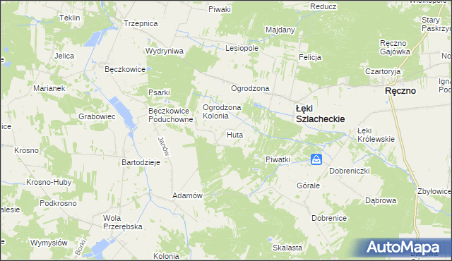 mapa Huta gmina Łęki Szlacheckie, Huta gmina Łęki Szlacheckie na mapie Targeo