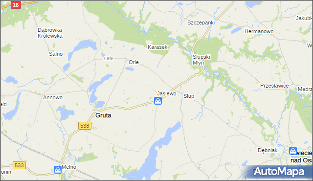 mapa Jasiewo, Jasiewo na mapie Targeo