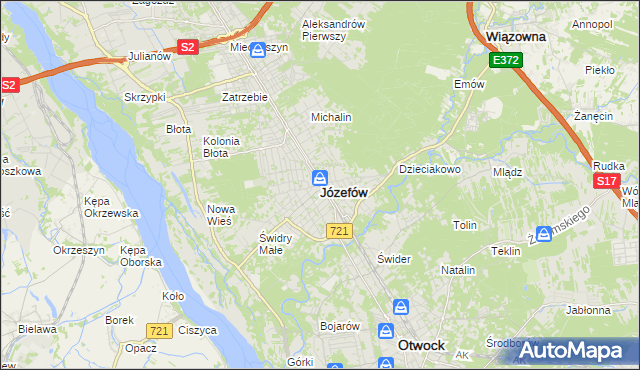 mapa Józefów powiat otwocki, Józefów powiat otwocki na mapie Targeo