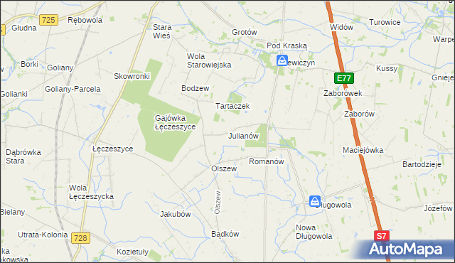 mapa Julianów gmina Belsk Duży, Julianów gmina Belsk Duży na mapie Targeo