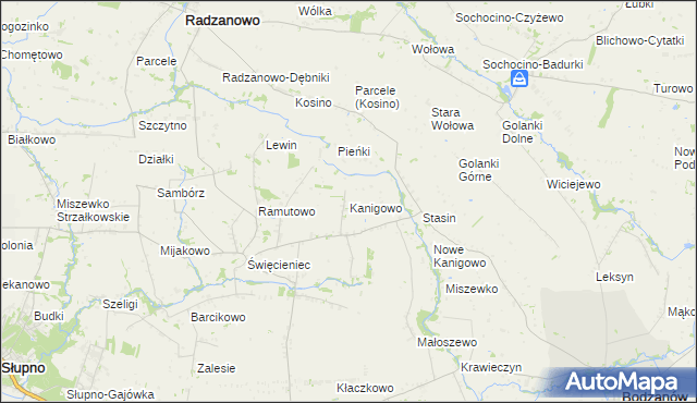 mapa Kanigowo gmina Bodzanów, Kanigowo gmina Bodzanów na mapie Targeo