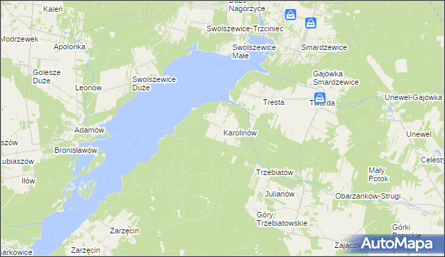 mapa Karolinów gmina Tomaszów Mazowiecki, Karolinów gmina Tomaszów Mazowiecki na mapie Targeo
