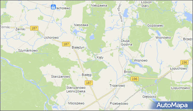mapa Kąty gmina Murowana Goślina, Kąty gmina Murowana Goślina na mapie Targeo