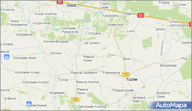 mapa Kazimierzów gmina Tczów, Kazimierzów gmina Tczów na mapie Targeo