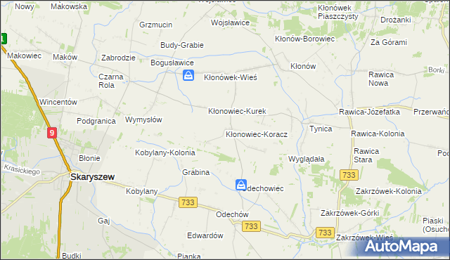 mapa Kłonowiec-Koracz, Kłonowiec-Koracz na mapie Targeo